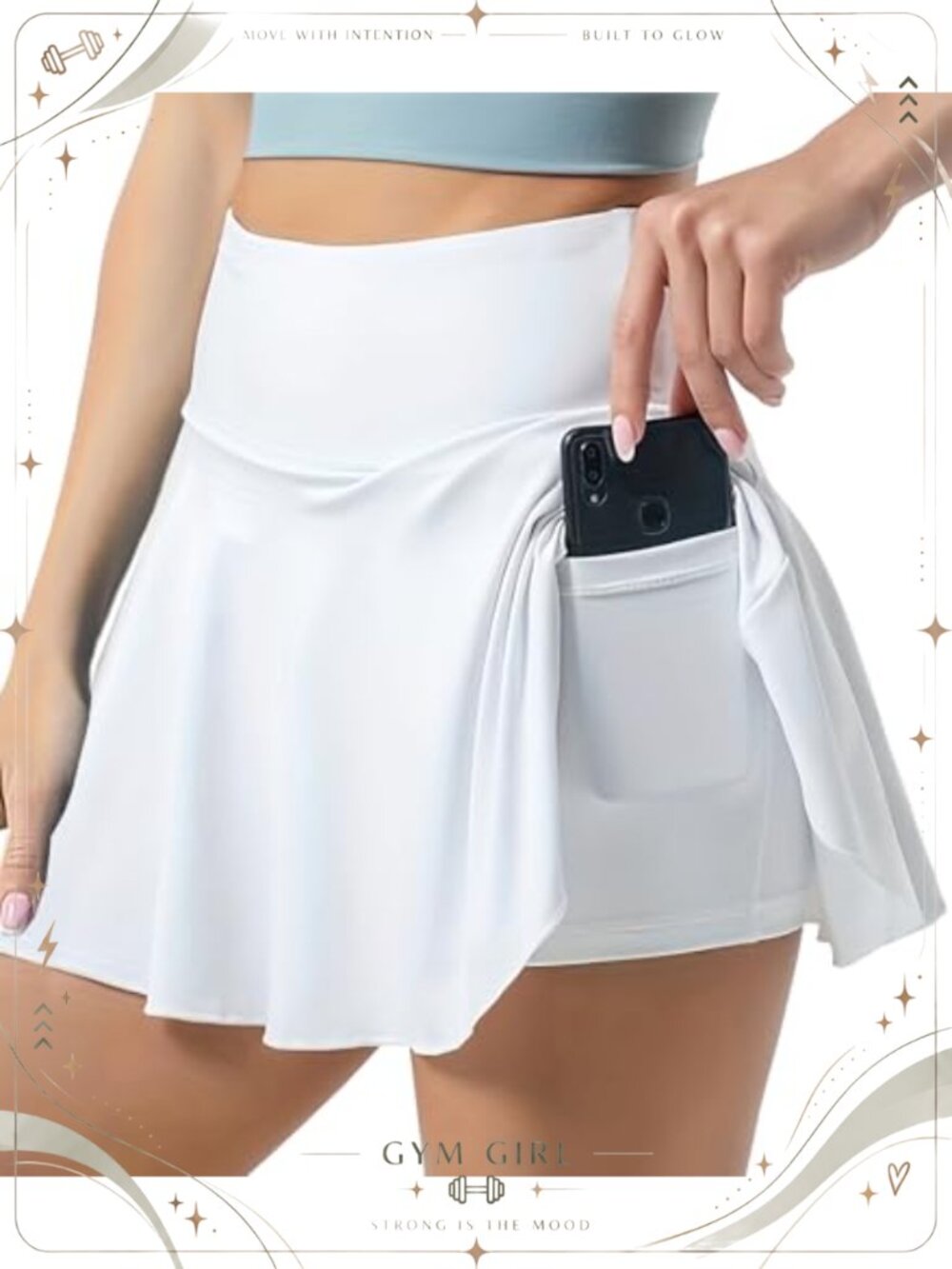 Pleated Tennis Skirt with Built-in Shorts & Pockets High Waisted